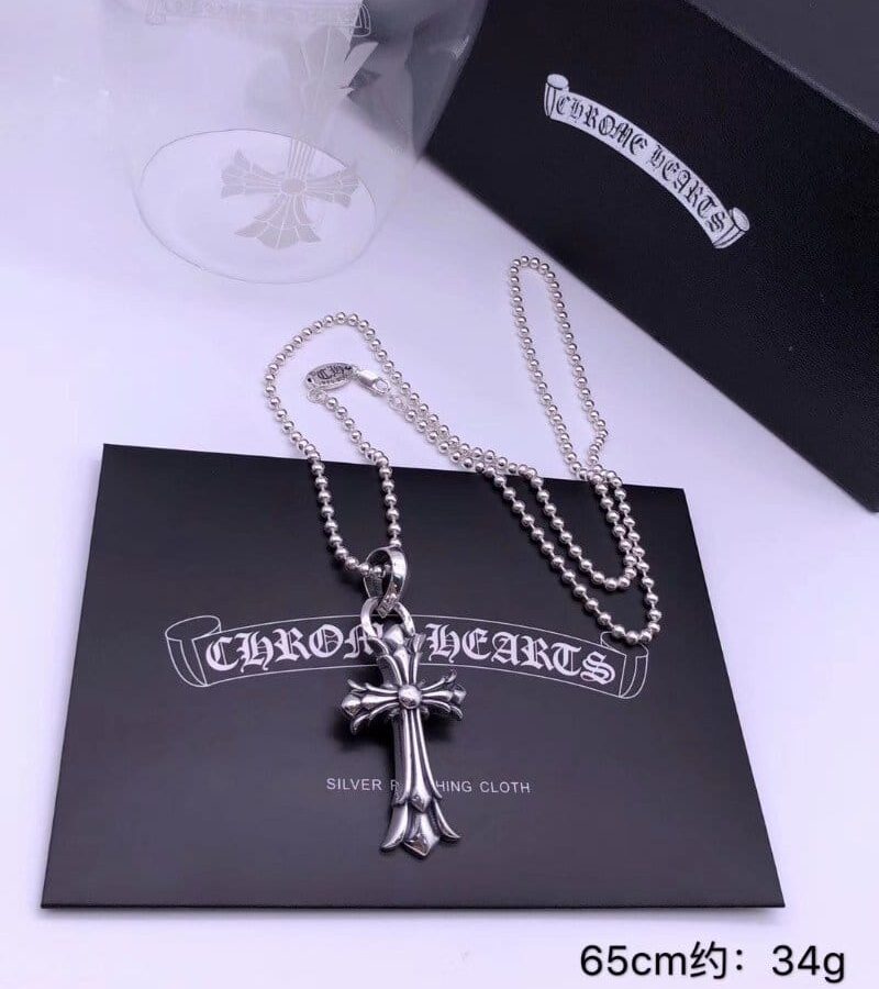 CHROME HEARTS 크롬하츠 남녀공용 925실버 십자 목걸이 65cm