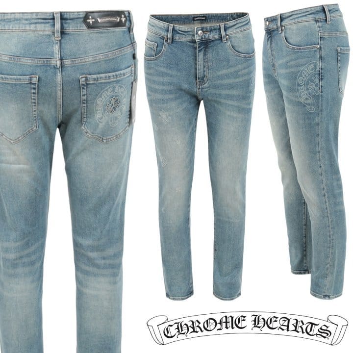 CHROME HEARTS 크롬하츠 말굽 프린트 엠보 워싱 슬림 일자진
