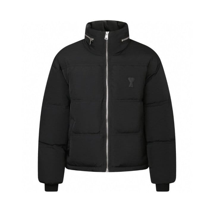 AMI 아미 레더 로고 다운 패딩