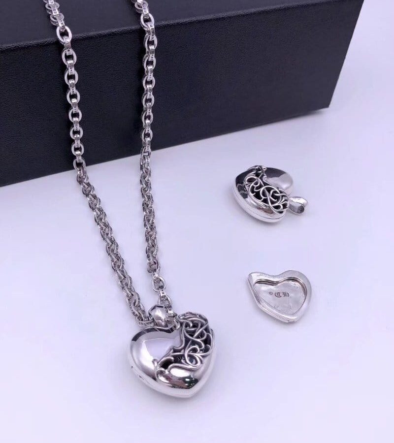 CHROME HEARTS 크롬하츠 남녀공용 925실버 하트 목걸이 65cm