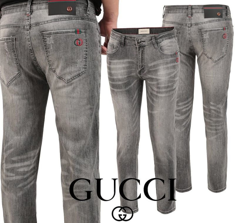 GUCCI 구찌 자수로고 그레이워싱 슬림진