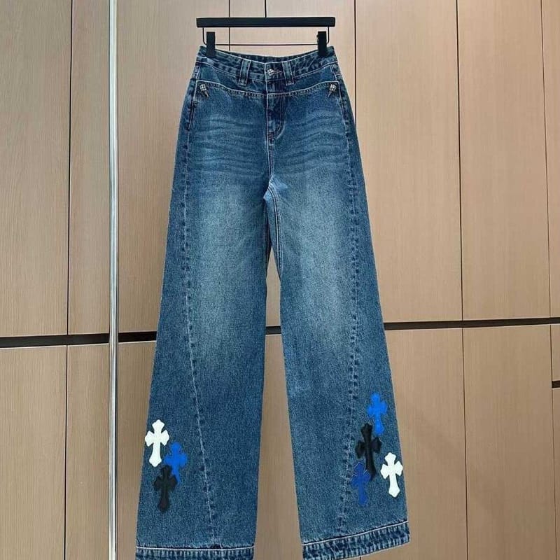 CHROME HEARTS 크롬하츠 크로스 패치 데님팬츠