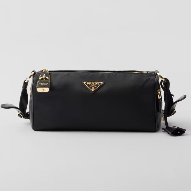 PRADA 프라다 자물쇠 미디엄 리나일론 가죽 숄더백 1BC233