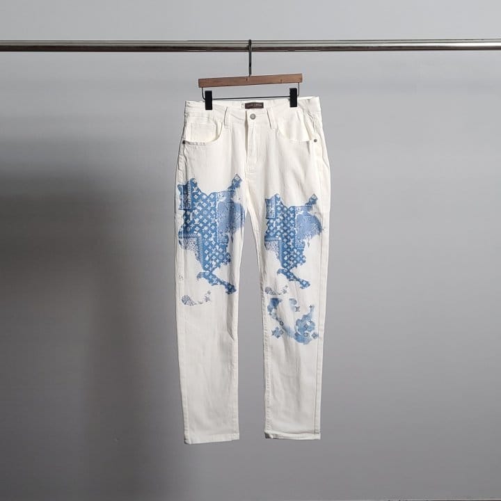 LOUIS VUITTON 루이비통 워터그래픽 화이트 청바지