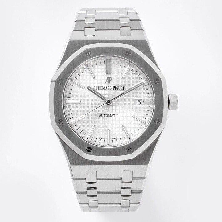 AUDEMARS PIGUET 오데마피게 로얄오크 화이트 텍스처 다이얼 스틸 SS 브레이슬릿 V2 41mm 15400ST