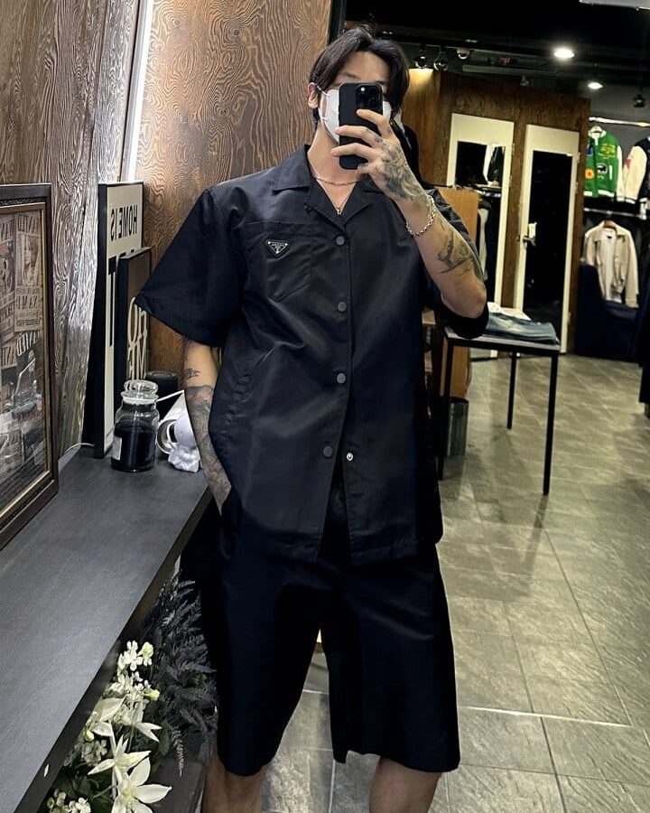 PRADA 프라다 리나일론 오픈 숏 슬리브 셔츠 자켓