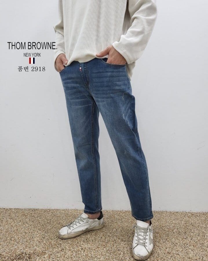 THOM BROWNE 톰브라운 슬림 일자 청바지