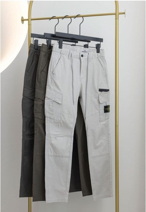 STONE ISLAND 스톤아일랜드 가먼트다잉 와펜 밴딩 카고팬츠
