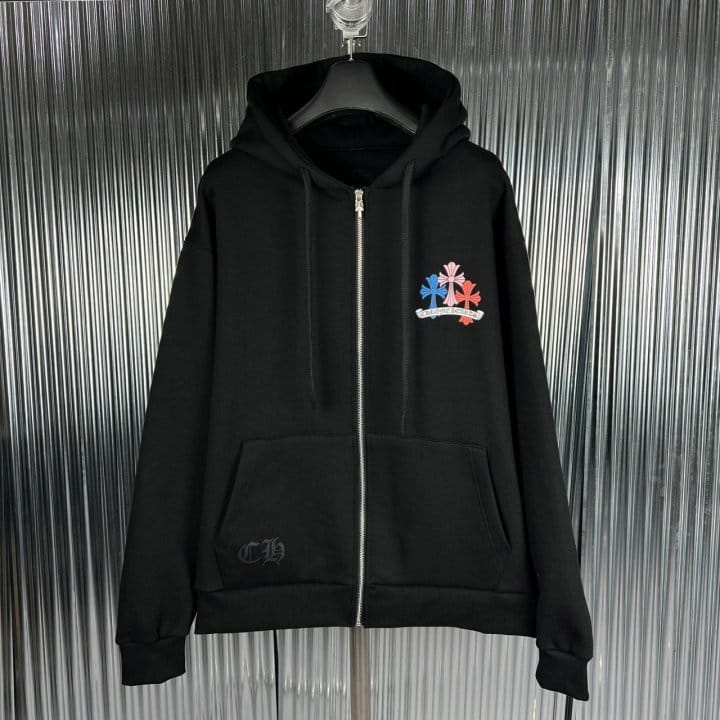 CHROME HEARTS 크롬하츠 컬러 크로스 기모 후드집업