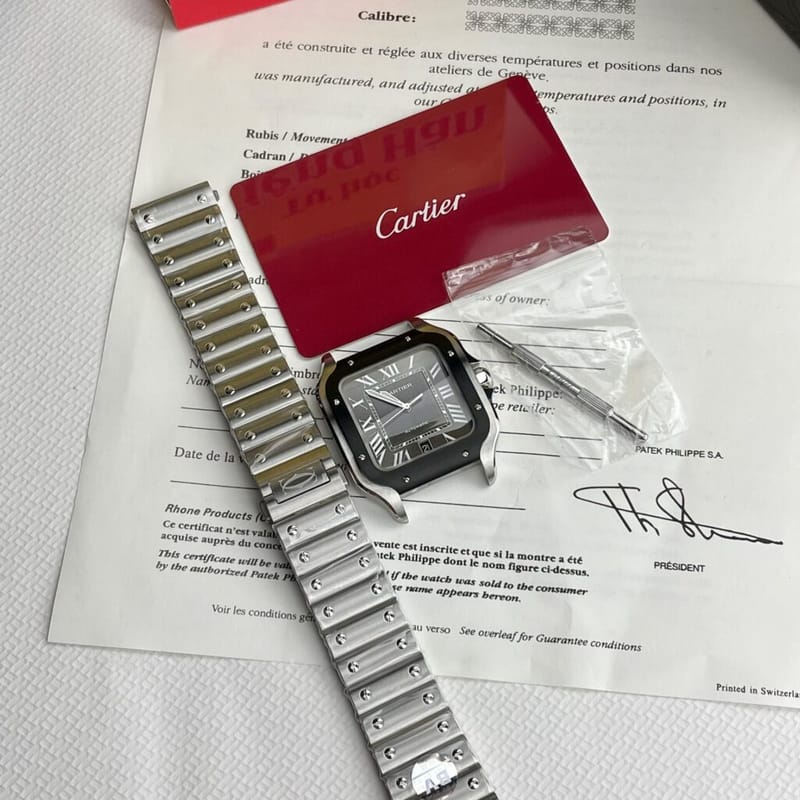 CARTIER 까르띠에 산토스 드 까르띠에 라지 블랙 다이얼 40mm WSSA0037
