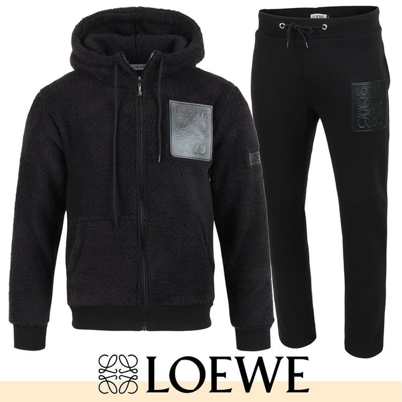 LOEWE 로에베 가죽 로고 양털 셋업