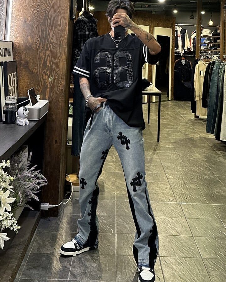 CHROME HEARTS 크롬하츠 멀티 크로스 플레어 데님