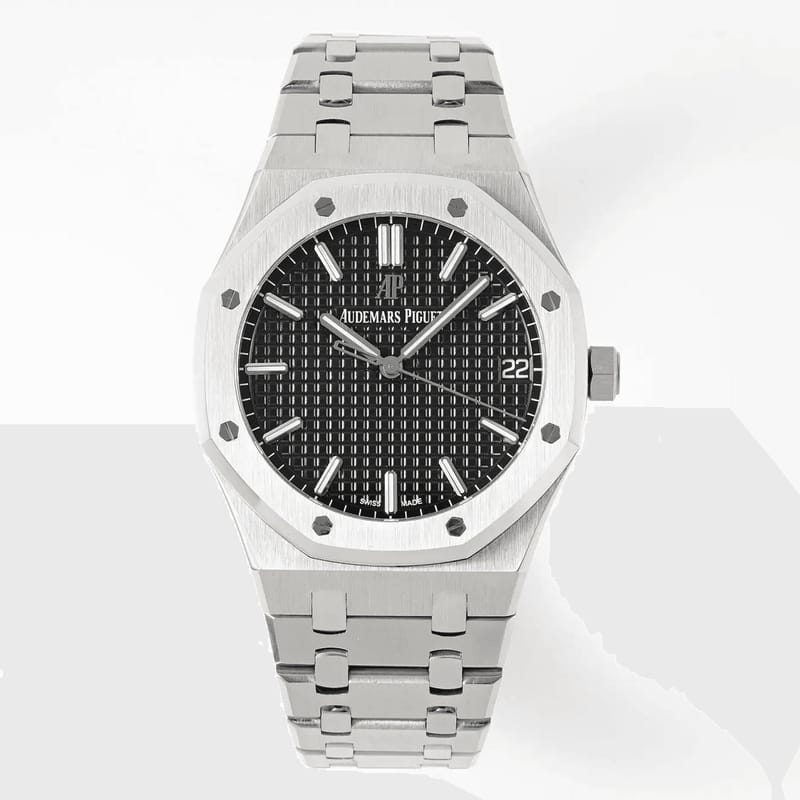 AUDEMARS PIGUET 오데마피게 로얄오크 블랙 텍스처 다이얼 SS 브레이슬릿 V3 41mm 15500