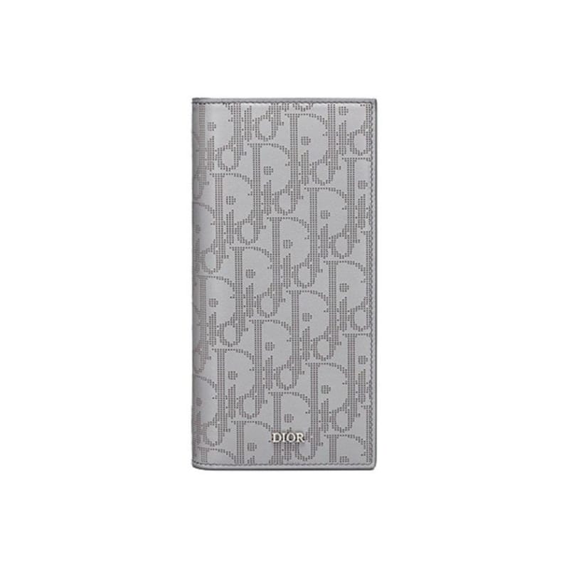 DIOR 디올 오블라이크 갤럭시 엠보 가죽 세로 장지갑 2ESBC