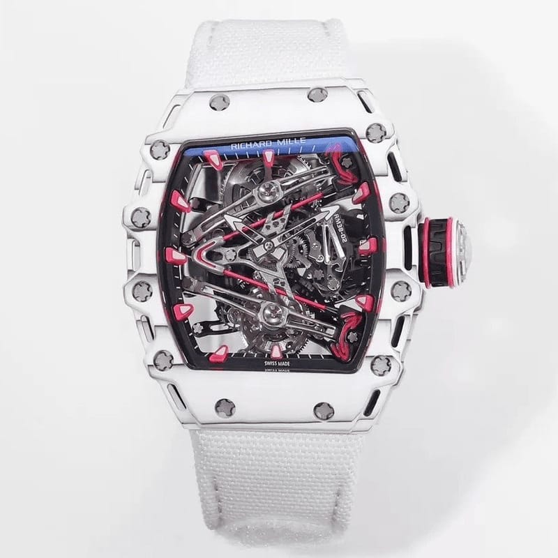 RICHARD MILLE 리차드밀 부바왓슨 투르비옹 화이트/블랙 NTPT 카본 스켈레톤 다이얼 화이트 나일론 스트랩 RM38-02