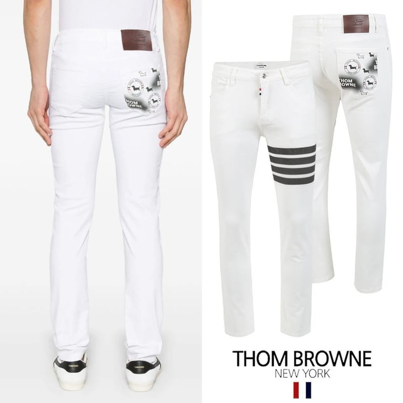 THOM BROWNE 톰브라운 블랙4바 도그스프레이 화이트 슬림진
