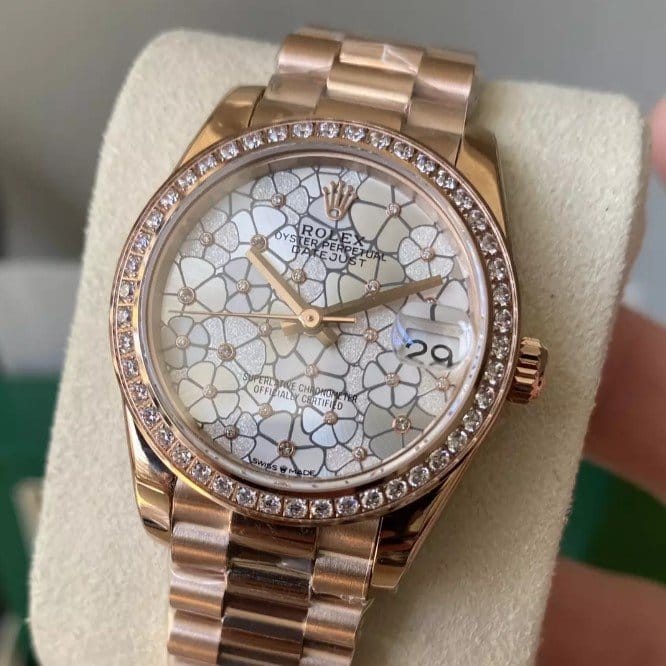 ROLEX 로렉스 여성용 데이저스트 플로럴 다이얼 다이아베젤 31mm 278285