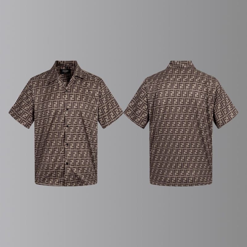 FENDI 펜디 올오버 오픈 카라 쇼트 슬리브 셔츠