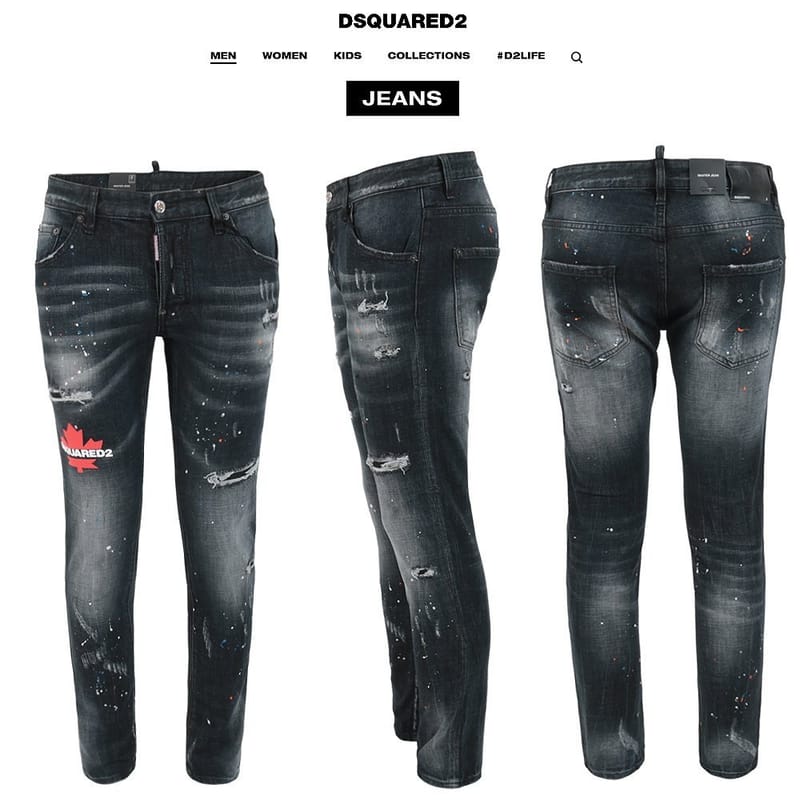 DSQUARED2 디스퀘어드2 메이플 페인트스팟 블랙 슬림 일자진