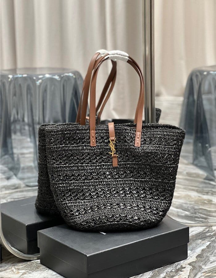 SAINT LAURENT 생로랑 라피아 파니에 토트백 미듐 Y685618