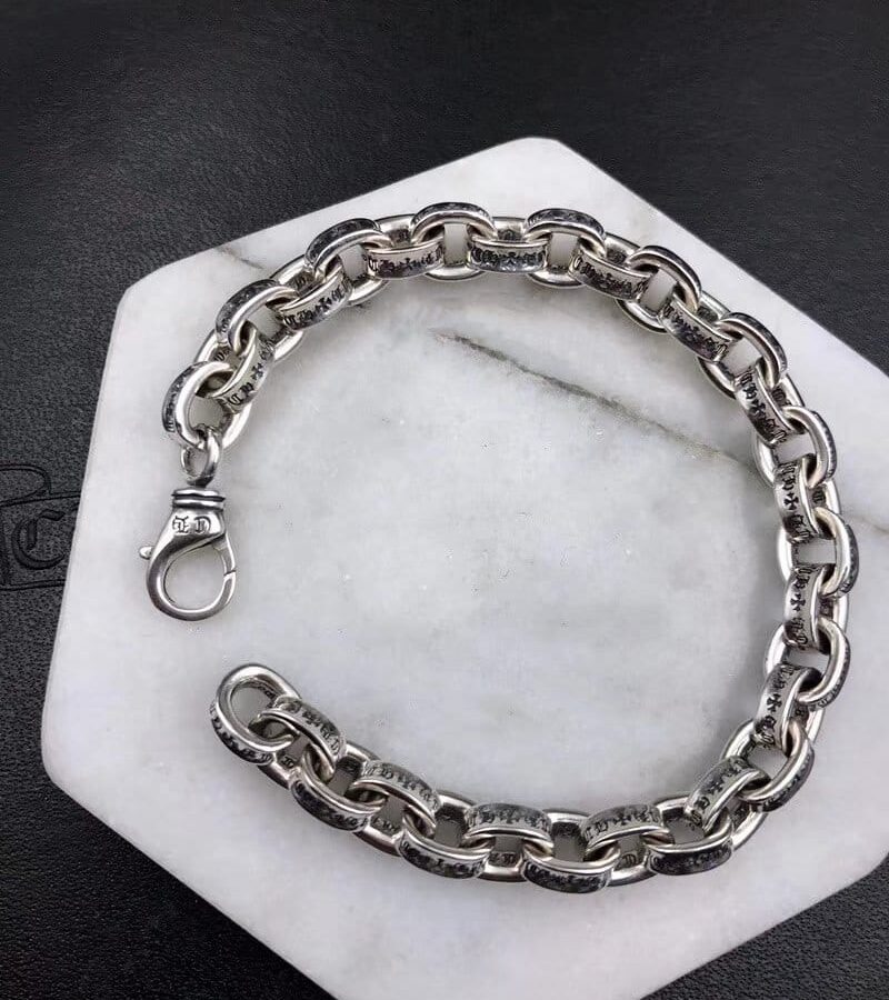 CHROME HEARTS 크롬하츠 남녀공용 925실버 이니셜체인 팔찌 16~24cm