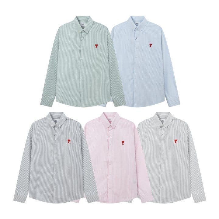 AMI 아미 스몰 하트 스트라이프 셔츠