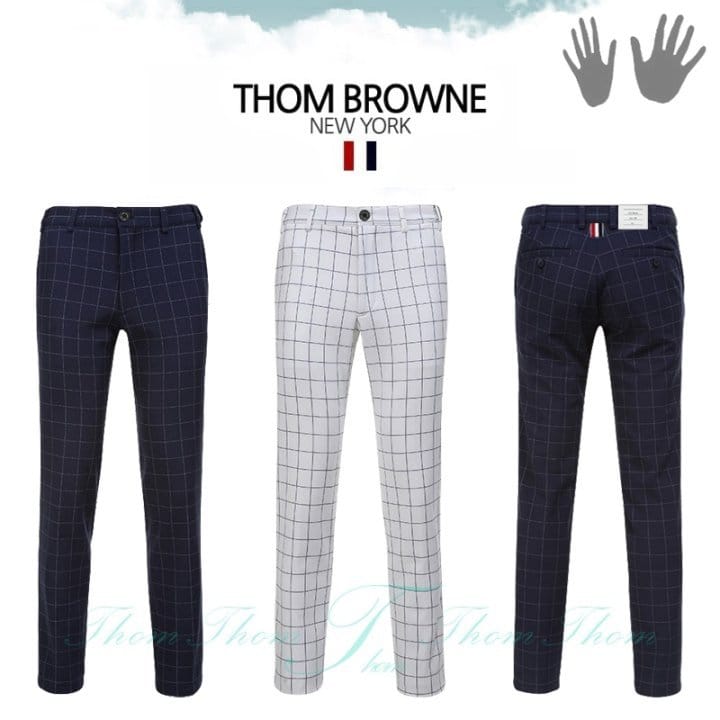 THOM BROWNE 톰브라운 사각 체크 기모 밴딩 팬츠