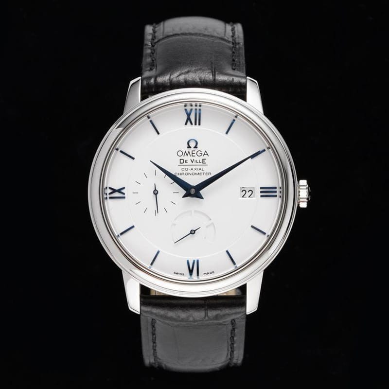 OMEGA 오메가 드빌 화이트 다이얼 드레스 워치 가죽 스트랩 424.53.40.21.04.001