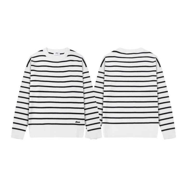 AMI 아미 8182 스트라이프 니트