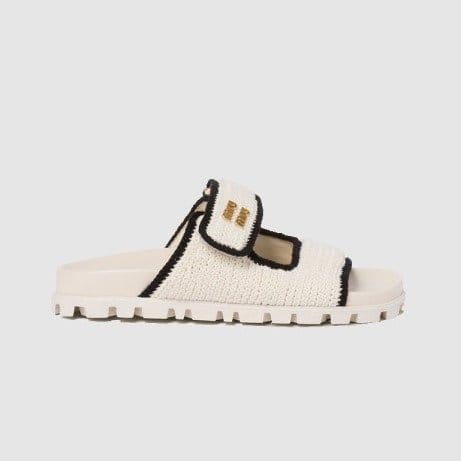 MIUMIU 미우미우 여성용 크로셰 니트 슬라이드 샌들 5XX641 2COLOR