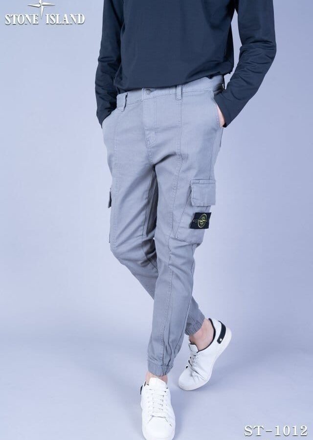 STONE ISLAND 스톤아일랜드 절개 반밴딩 카고 조거팬츠