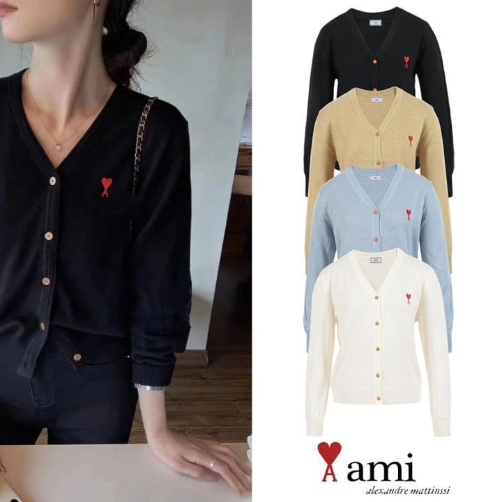 AMI 아미 버튼 니트 가디건