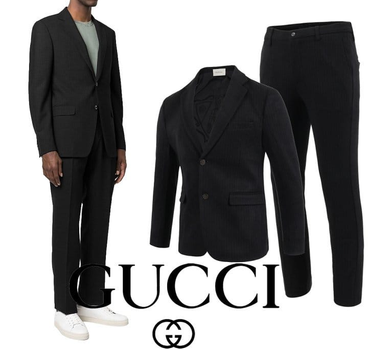 GUCCI 구찌 스트라이프 싱글 모직 슬림 슈트