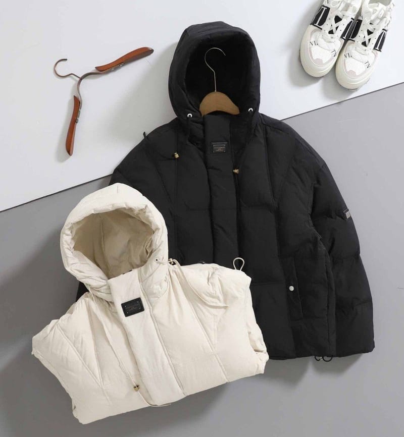 DOLCE&GABBANA 돌체앤가바나 실버 사각패치 덕다운 후드 패딩 자켓