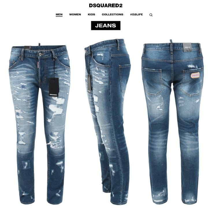 DSQUARED2 디스퀘어드2 DSQ 패치 데미지 디스 슬림 일자진