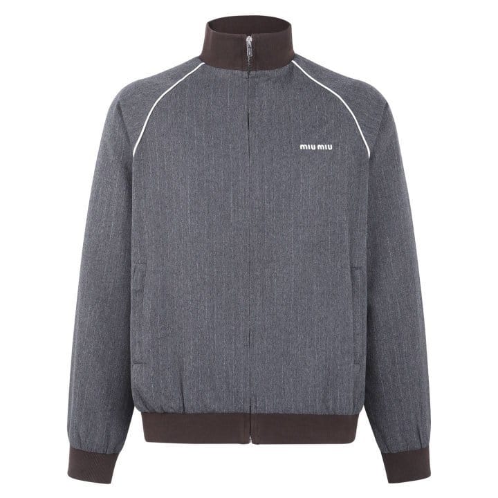 MIUMIU 미우미우 로고 핀 스트라이프 버진 트랙 자켓