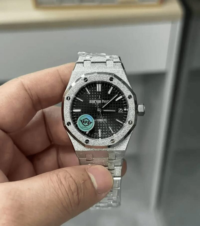 AUDEMARS PIGUET 오데마피게 프로스트 로얄오크 블랙 다이얼 37mm 15454