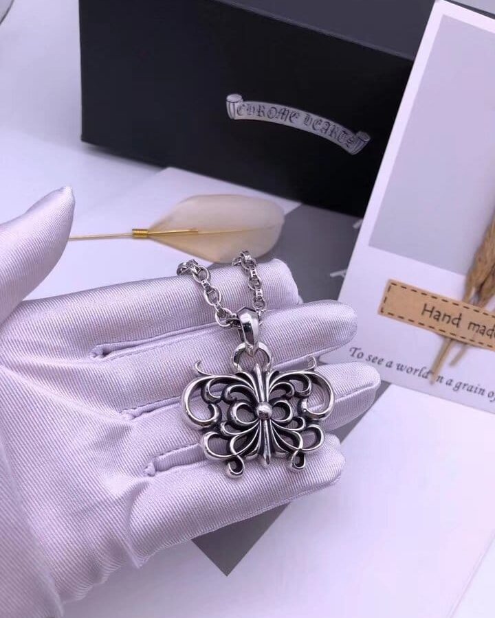 CHROME HEARTS 크롬하츠 남녀공용 925실버 나비목걸이 65cm