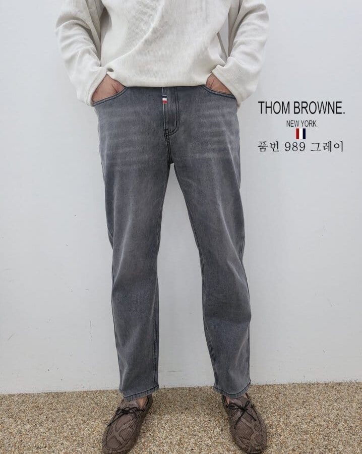 THOM BROWNE 톰브라운 슬림 일자 청바지