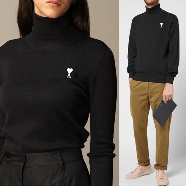 AMI 아미 스몰하트 터틀넥 니트