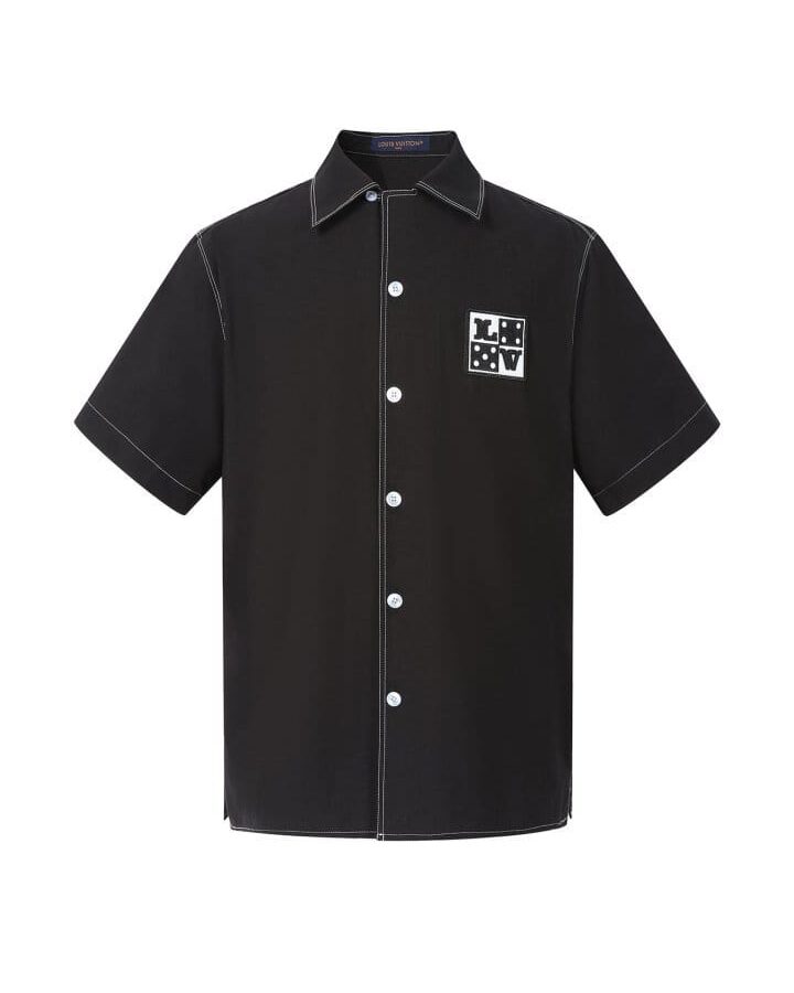LOUIS VUITTON 루이비통 엠브로이더드 쇼트 슬리브 코튼 셔츠