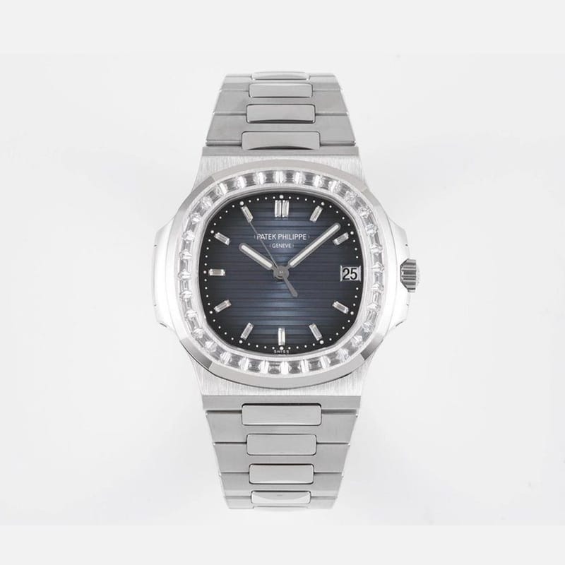 PATEK PHILIPPE 파텍필립 노틸러스 블루 다이얼 바게트 다이아 베젤 SS 브레이슬릿 40mm 5711