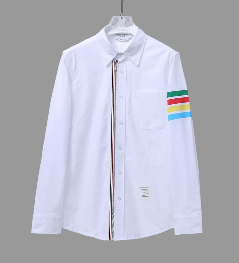THOM BROWNE 톰브라운 컬러 사선완장 지퍼 셔츠