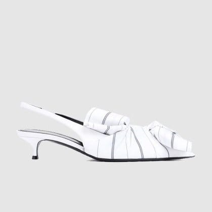 BALENCIAGA 발렌시아가 여성용 샌들 네이비 스트라이프 레더 슬링백 펌프스 786223