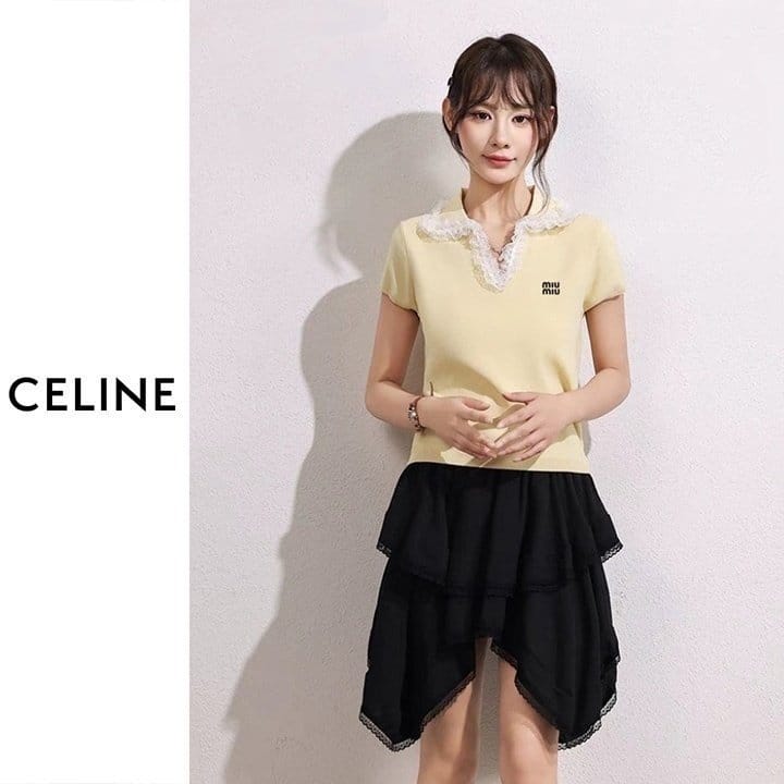 CELINE 셀린느 카라 레이스 프릴니트 5COLOR