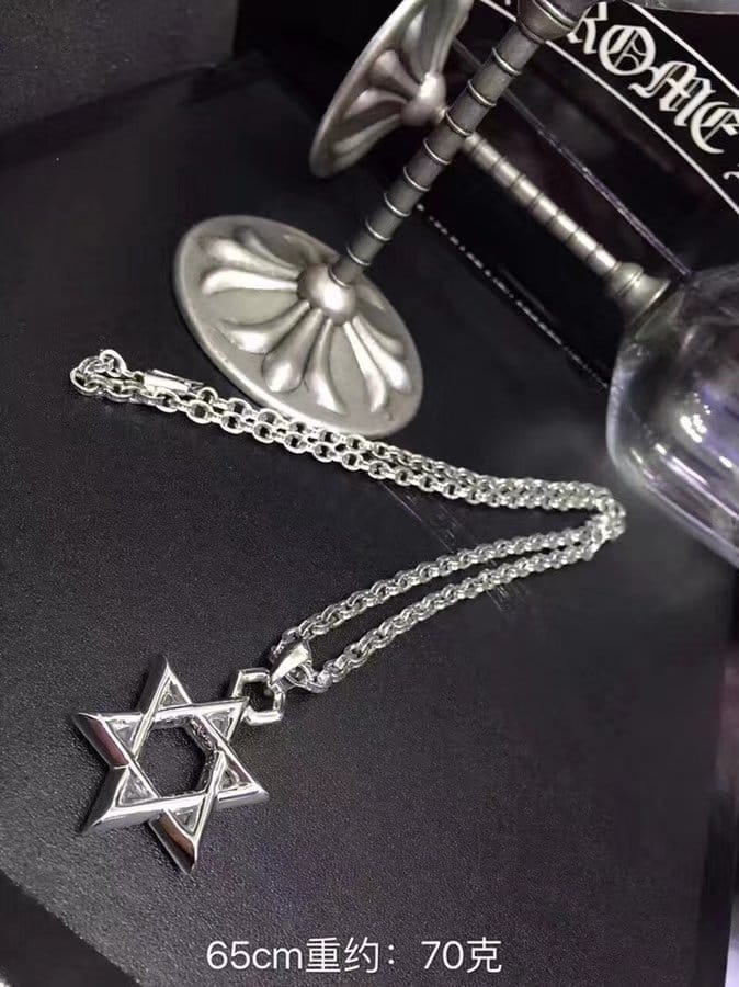CHROME HEARTS 크롬하츠 남녀공용 925실버 육망성 목걸이 65cm