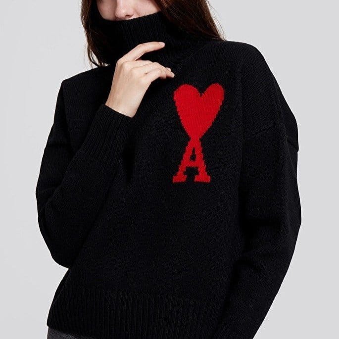 AMI 아미 뉴 빅패치 안타르시아 커플 니트 터틀넥