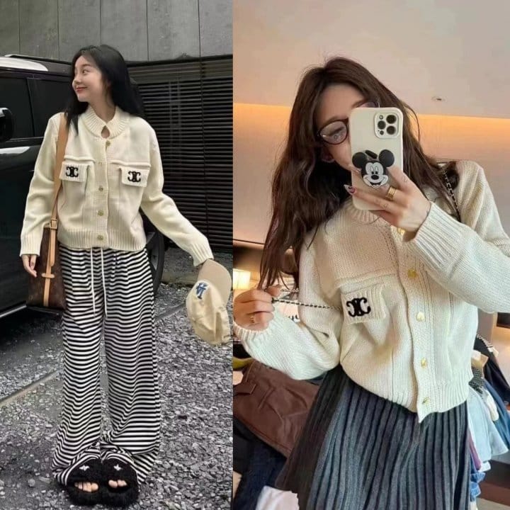 CELINE 셀린느 포켓자수 니트 집업