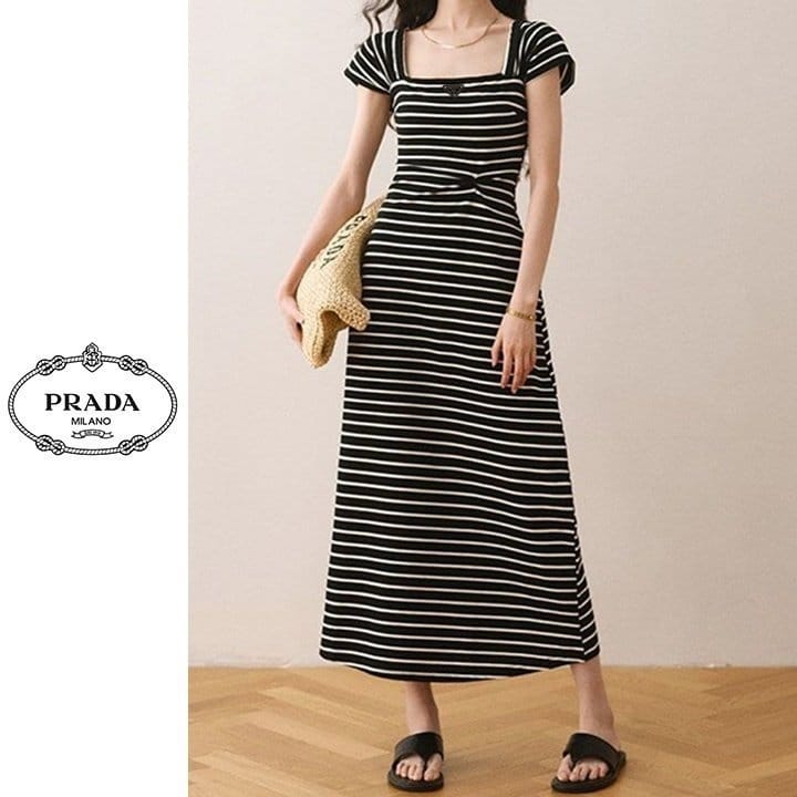 PRADA 프라다 쉘 스트라이프 원피스 2COLOR