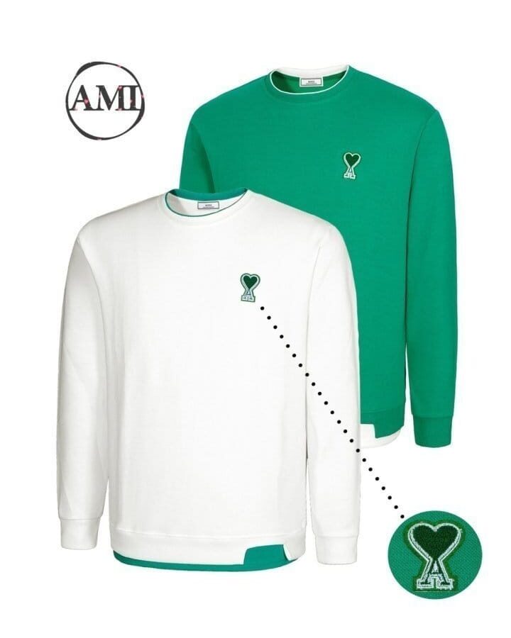 AMI 아미 그린패치 맨투맨